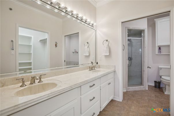 Bathroom, Dual Sink Vanities, Glass Shower, Interior