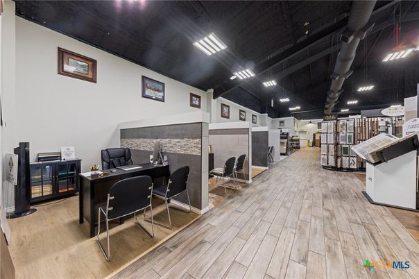 Fireplace, Home Office, Interior, Recessed Lighting, Wood Texture Flooring