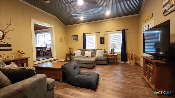 Interior, Living room, Recessed Lighting, Wood Texture Flooring