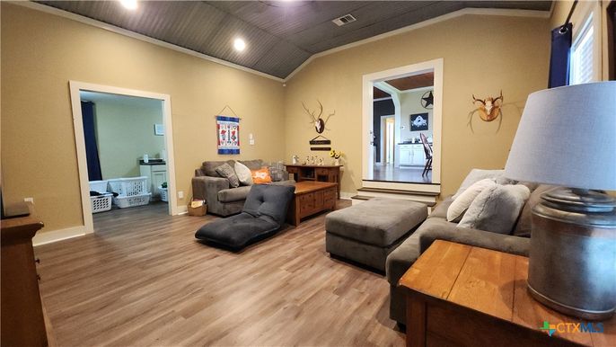 Interior, Living room, Recessed Lighting, Wood Texture Flooring