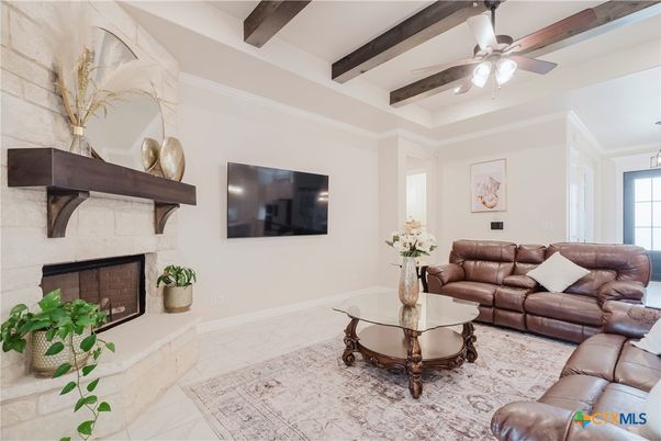 Fireplace, Interior, Living room, Marble, Wooden Beams