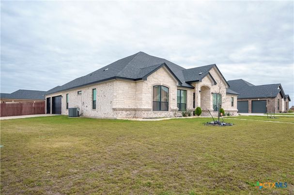Attached, Backyard, Exterior, Facade, Brick Facade, French Provincial