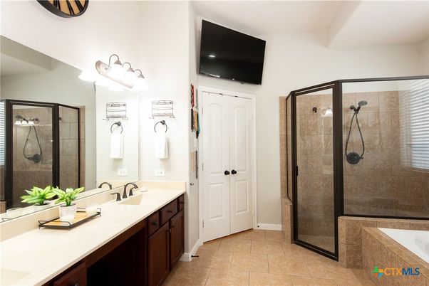 Bathroom, Dual Sink Vanities, Glass Shower, Interior