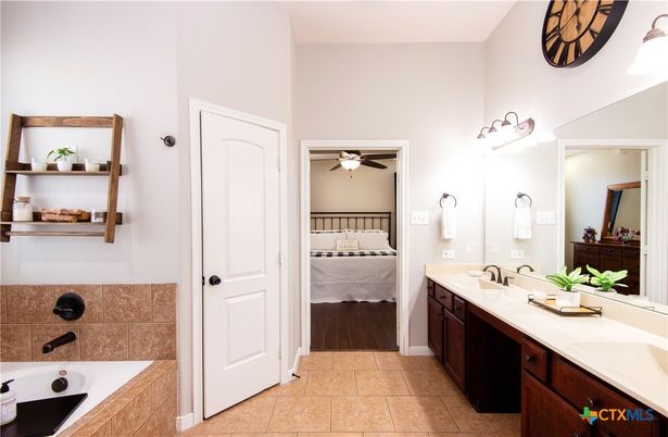 Bathroom, Bedroom, Dual Sink Vanities, Interior, Wood Texture Flooring