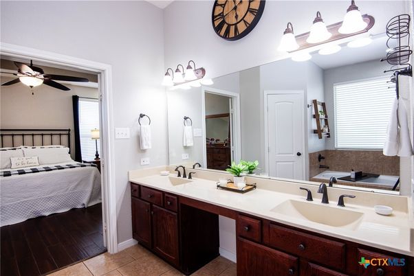 Bathroom, Bedroom, Dual Sink Vanities, Interior, Wood Texture Flooring