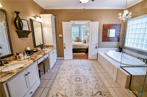 Bathroom, Bedroom, Chandelier, Dual Sink Vanities, Interior