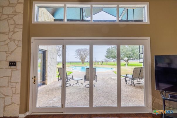 Interior, Stone Walls, Sun Room, Wood Texture Flooring