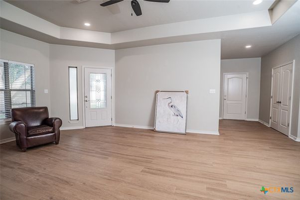 Empty room, Interior, Recessed Lighting, Wood Texture Flooring