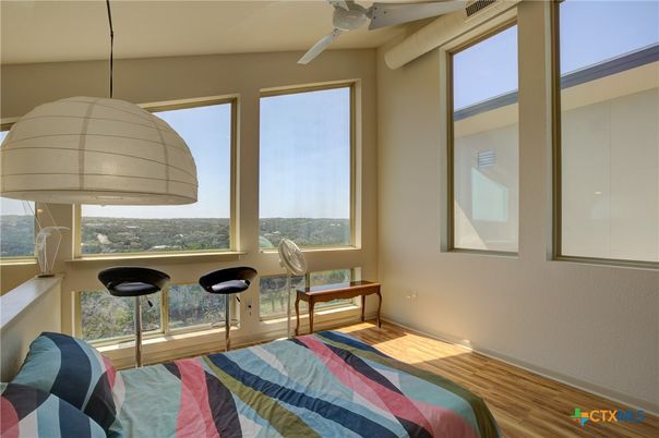 Bedroom, Interior, Pendant Lights, Wood Texture Flooring