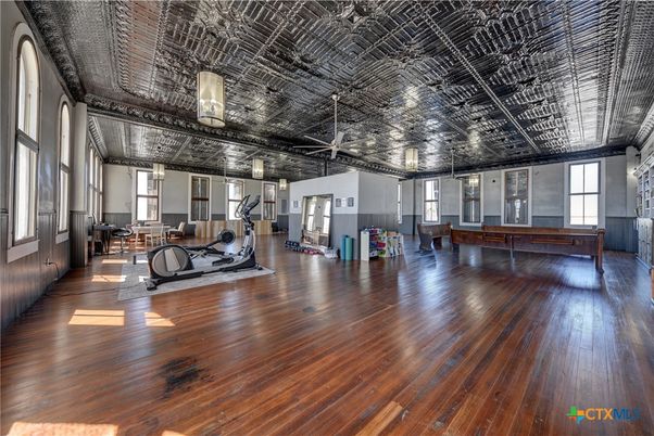 Fitness Equipment, Interior, Pendant Lights, Wood Texture Flooring