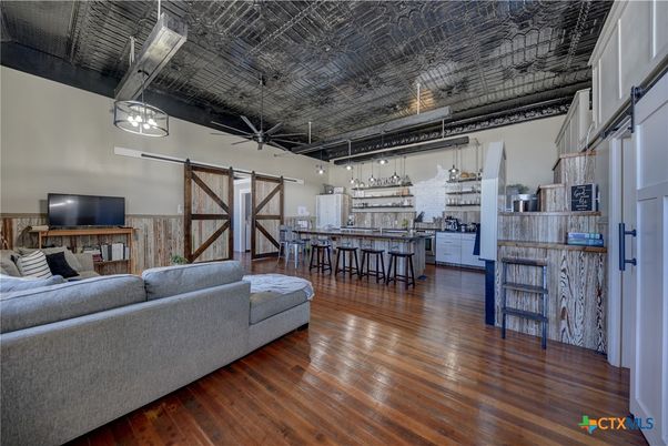 Interior, Kitchen, Living room, Pendant Lights, Wood Texture Flooring
