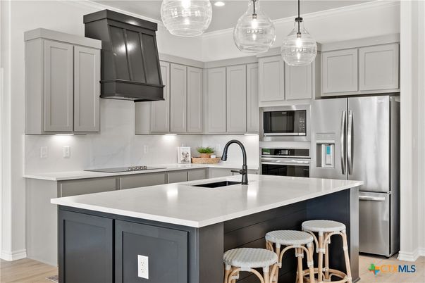 Interior, Kitchen, Pendant Lights, Stainless Steel Appliances, Wood Texture Flooring