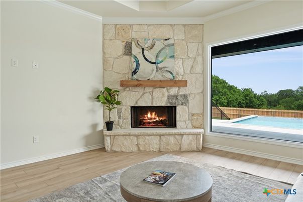 Fireplace, Interior, Stone Walls, Wood Texture Flooring