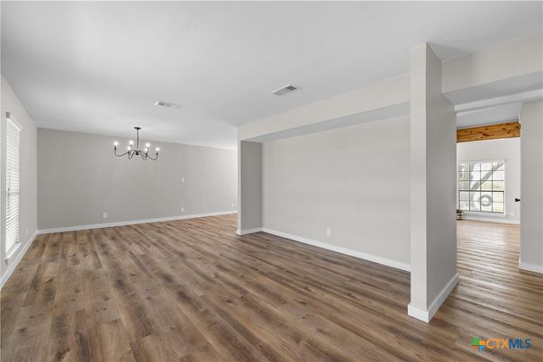 Chandelier, Empty room, Interior, Wood Texture Flooring