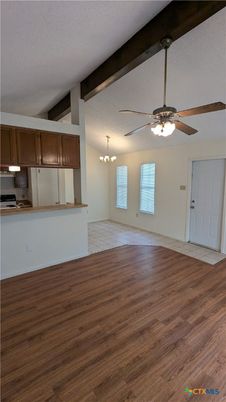 Chandelier, Empty room, Interior, Kitchen, Wood Texture Flooring