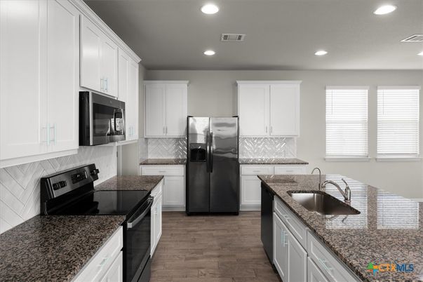 Interior, Kitchen, Recessed Lighting, Wood Texture Flooring