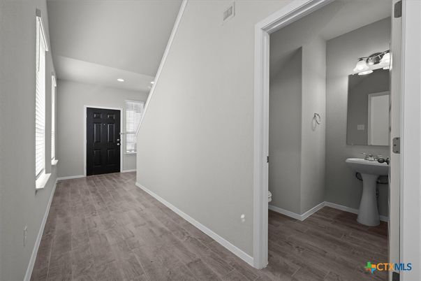 Bathroom, Interior, Recessed Lighting, Wood Texture Flooring