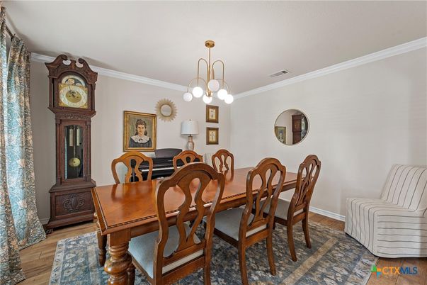 Chandelier, Dining room, Interior, Pendant Lights, Wood Texture Flooring