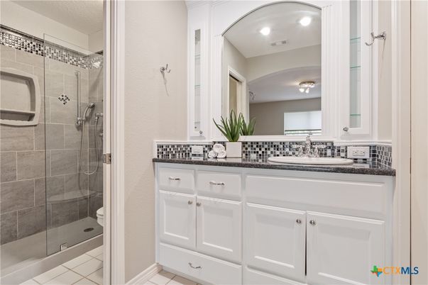 Bathroom, Dual Sink Vanities, Glass Shower, Interior, Recessed Lighting