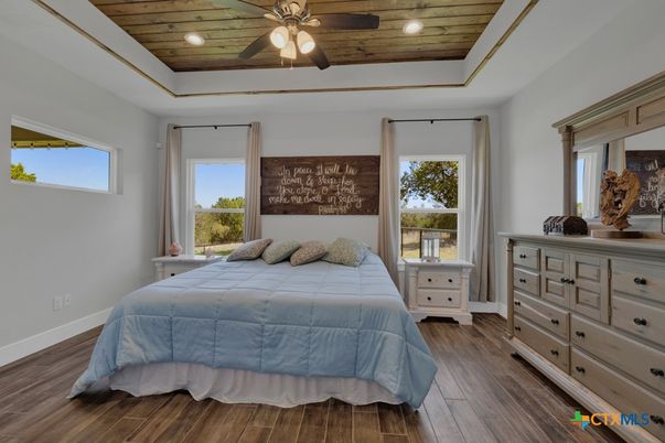 Bedroom, Interior, Recessed Lighting, Wooden Ceilings, Wood Texture Flooring