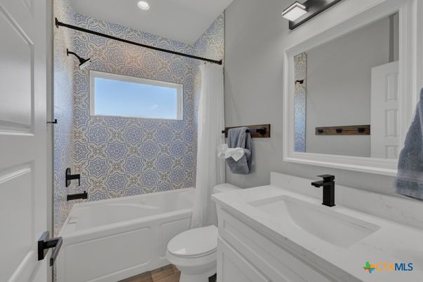 Bathroom, Interior, Recessed Lighting, Wood Texture Flooring