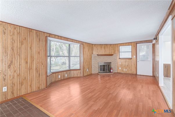 Empty room, Fireplace, Interior, Wood Texture Flooring, Wooden Walls