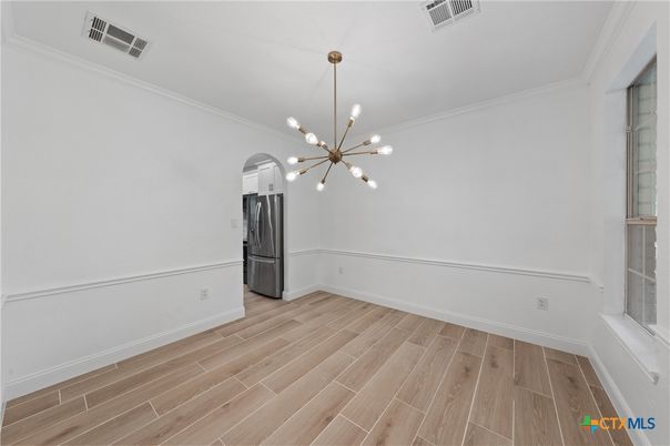Empty room, Interior, Pendant Lights, Wood Texture Flooring