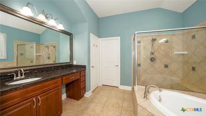 Bathroom, Dual Sink Vanities, Glass Shower, Interior