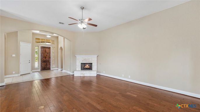 Empty room, Fireplace, Interior, Wood Texture Flooring