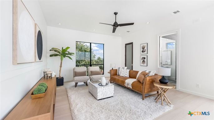 Interior, Living room, Recessed Lighting, Wood Texture Flooring