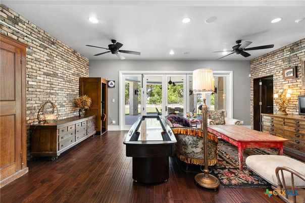 Bedroom, Interior, Recessed Lighting, Stone Walls, Wood Texture Flooring