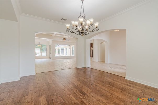 Chandelier, Empty room, Interior, Wood Texture Flooring