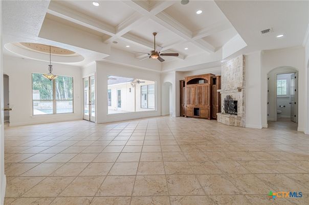 Empty room, Fireplace, Interior, Pendant Lights, Recessed Lighting