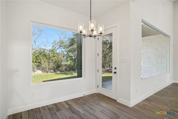 Chandelier, Empty room, Interior, Pendant Lights, Wood Texture Flooring