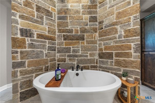 Bathroom, Free Standing Baths, Interior, Stone Walls