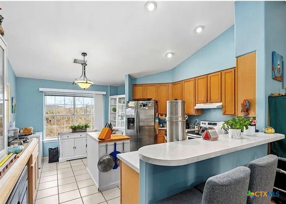 Interior, Kitchen, Pendant Lights, Recessed Lighting, Stainless Steel Appliances