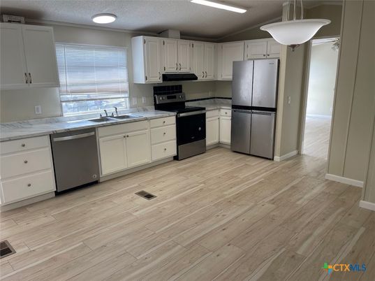Interior, Kitchen, Recessed Lighting, Wood Texture Flooring