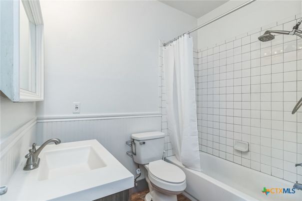 Bathroom, Glass Shower, Interior, Wood Texture Flooring
