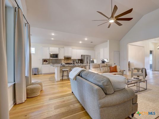 Interior, Kitchen, Living room, Recessed Lighting, Stainless Steel Appliances, Wood Texture Flooring