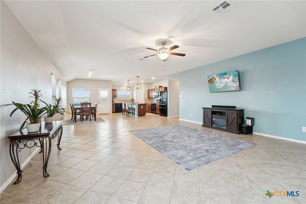Dining room, Fireplace, Interior, Kitchen, Pendant Lights, Recessed Lighting
