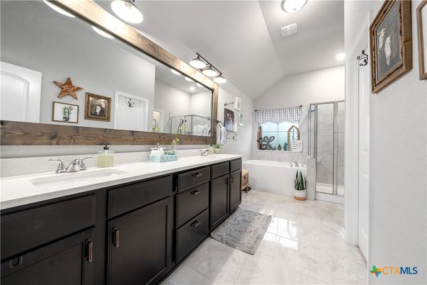 Bathroom, Dual Sink Vanities, Glass Shower, Interior, Recessed Lighting