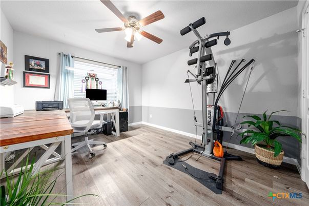 Fitness Equipment, Home Office, Interior, Wood Texture Flooring