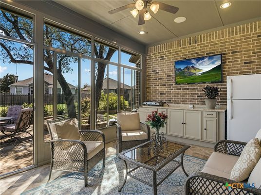 Interior, Living room, Recessed Lighting, Stone Walls, Sun Room