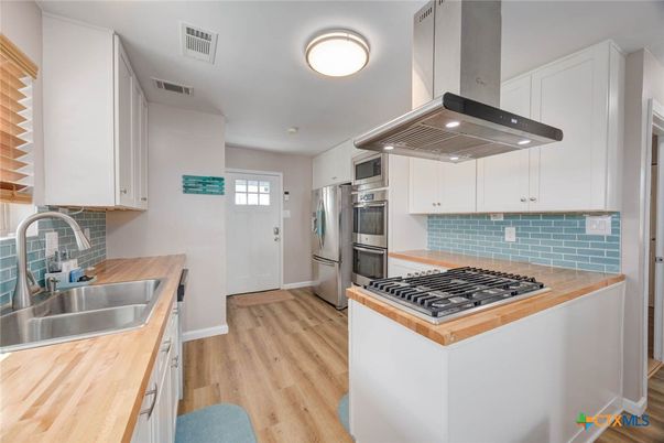 Interior, Kitchen, Stainless Steel Appliances, Wood Texture Flooring