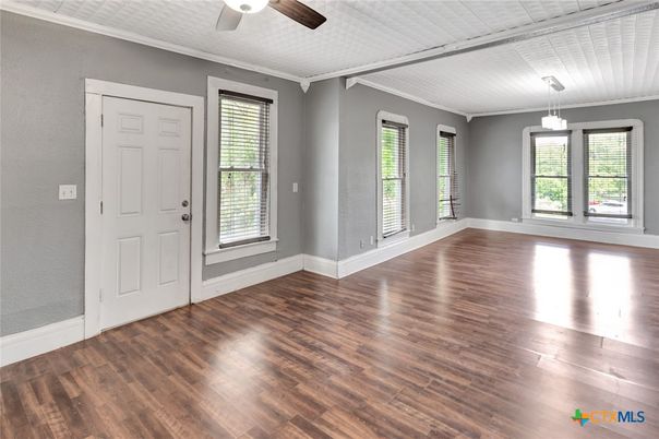 Empty room, Interior, Pendant Lights, Wood Texture Flooring