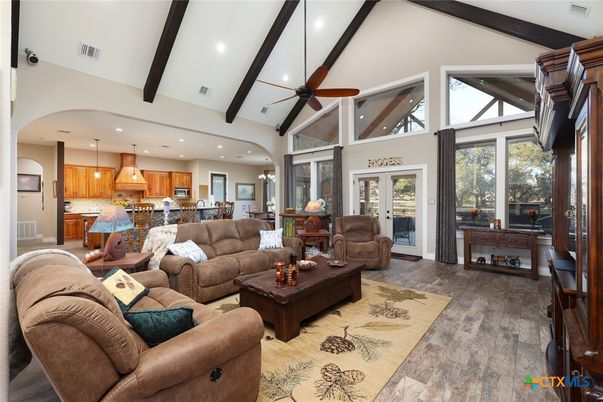 Interior, Kitchen, Living room, Pendant Lights, Recessed Lighting, Wood Texture Flooring