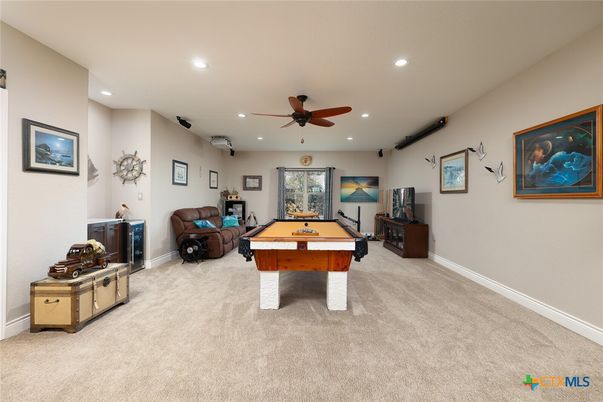 Billiard Table, Game Room, Interior, Recessed Lighting