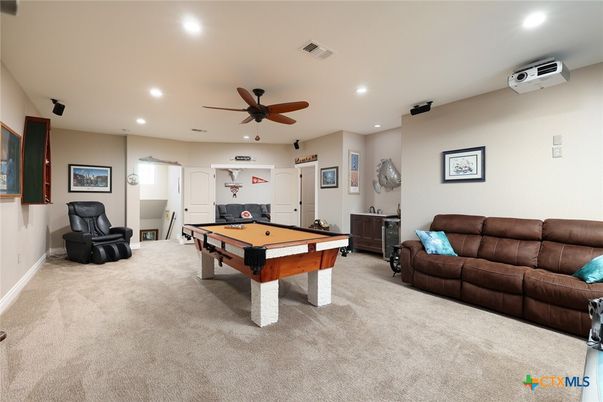 Billiard Table, Game Room, Interior, Recessed Lighting