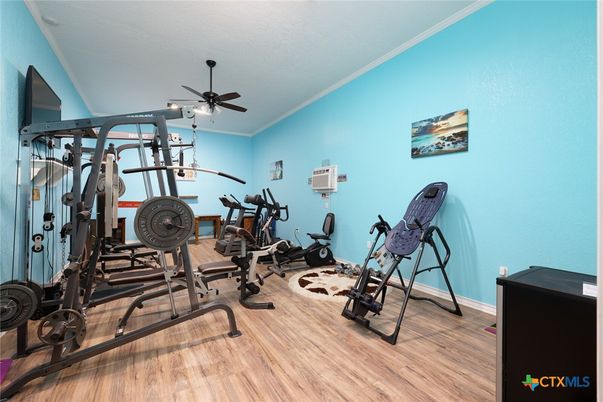 Fitness Equipment, Gym, Interior, Wood Texture Flooring