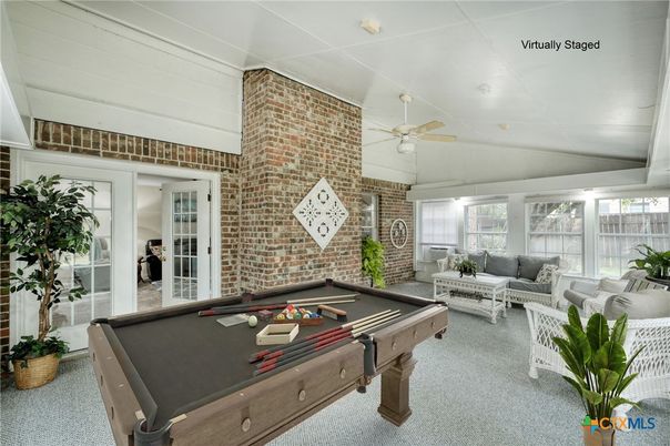 Billiard Table, Game Room, Interior, Living room, Stone Walls